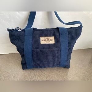 Authentic sincerely, blue corduroy bag/purse